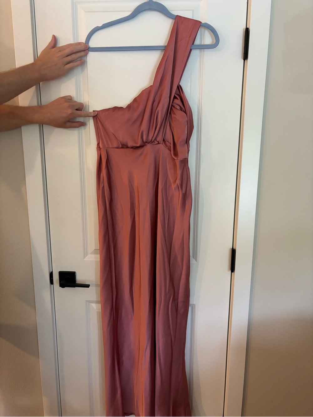 Billy J One-Shoulder Satin Maxi Dress - Rose Mauve